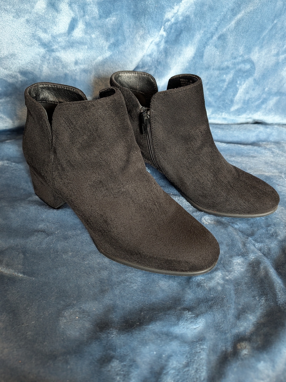 Kim Rogers Black Suede Ankle Booties with Block Heel